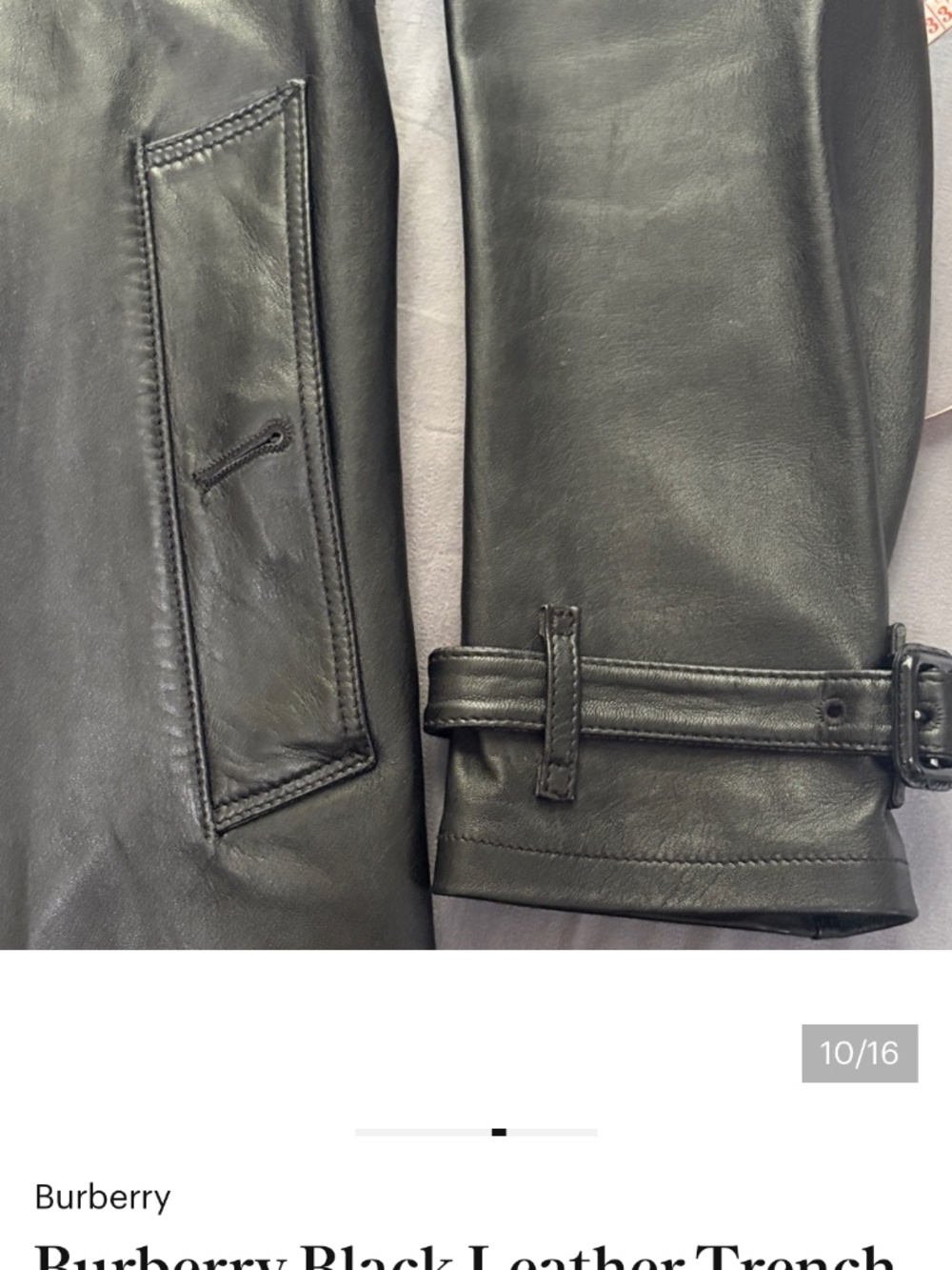 BURBERRY LONDON BRITTION BLACK LEATHER TRENCH COAT SIZE 50(M) - Picture 12 of 16